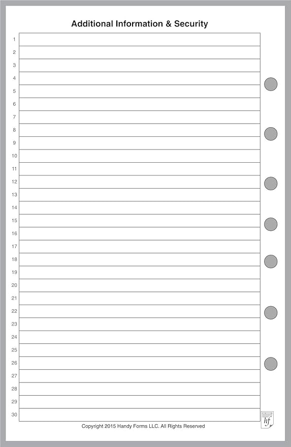 Classic Size Login Password List, Sized and Punched with 7 Holes for 7-Ring Notebooks Such as Franklin, etc. (5.5" x 8.5")