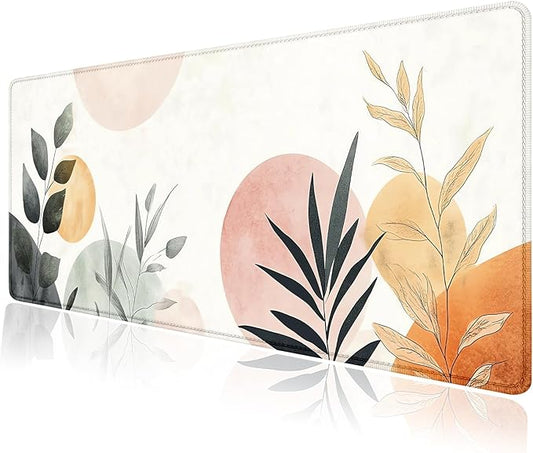 Vintage Cute Boho Large Mouse Pad, Desk Mat Computer Keyboard Pad Non-Slip Rubber Base Waterproof with Stitched Edges for Laptop Gaming, Office & Home 31.5 x 11.8 Inch