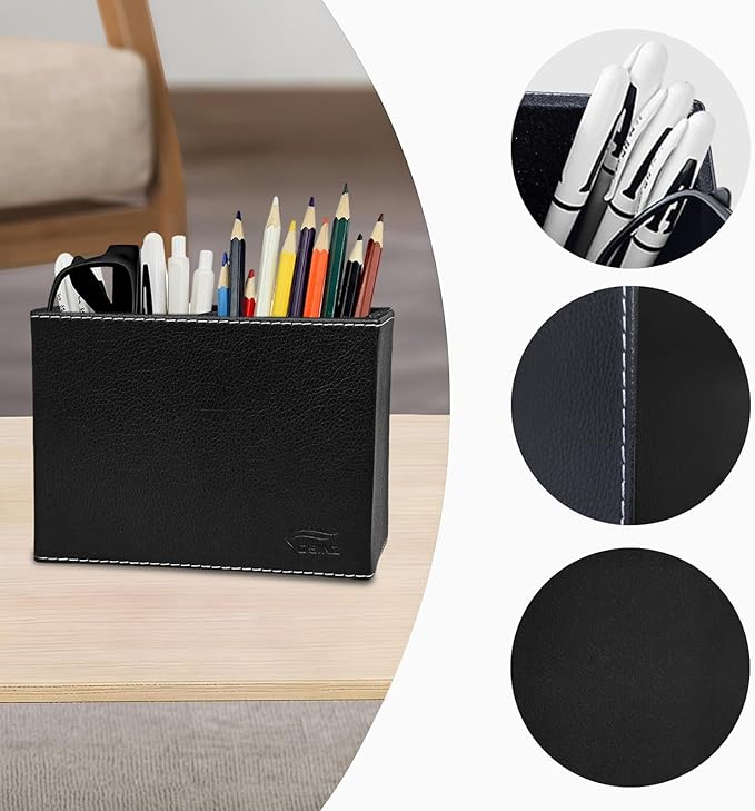 Pen Pencil Holder Cup Container PU Leather Desk Organizer Stand Decor Brush Scissor Holder Decoration Office Desk Home School
