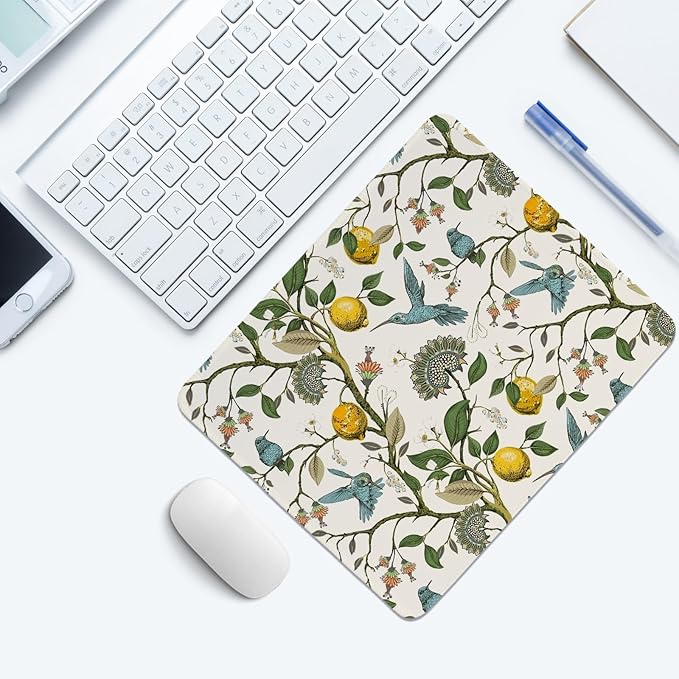Lemon Tree Mouse Pad,Small Yellow Italian Lemon Tree Mouse Pad,Floral Desk Mat,Girly Summer Mouse Pads Desktop for Dorm Home Office Desktop Decor,11.8x9.8 Inch