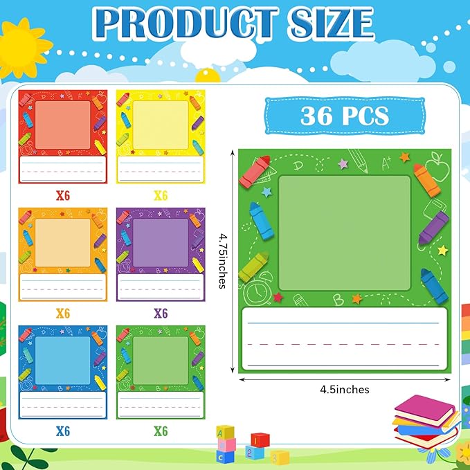 36 Pcs Kids Photo Nameplates for Desk Kids Name Tags Labels Stickers with Photo Space Self-Adhesive Labels Bulletin Board Colorful Classroom Decoration for Desk Bins Cubbies Office (Crayon)