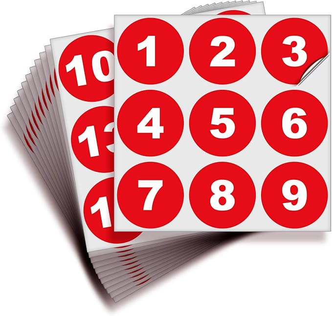iSYFIX Red Consecutive Number Stickers – 1 to 100, 2-inch, 1 Set – Vinyl Self Adhesive Premium Decal, Ideal for Inventory, Storage, Organizing, Boxes, Bins, Toolbox, Lockers & More, Indoor/Outdoor