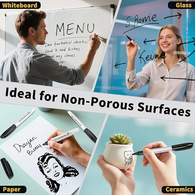 Duchong Dry Erase Markers, 30 Packs Black Fine Tip Whiteboard Markers for Kids Teachers, Dry Erase Pens Bulk for Classroom Home, Back to School Supplies