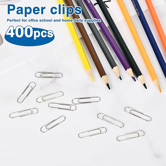 400 Pcs Medium Paper Clips,1.3 inch Smooth Paperclips Metal Paper Clip for Office, School and Teacher Supplies