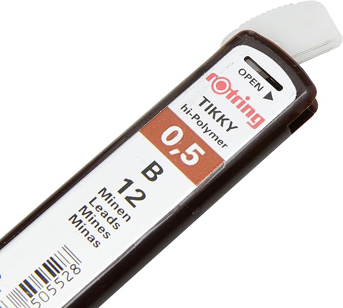 rOtring Tikky Mechanical Pencil Lead 0.5mm B, Pack of 12 (R505 507 B)