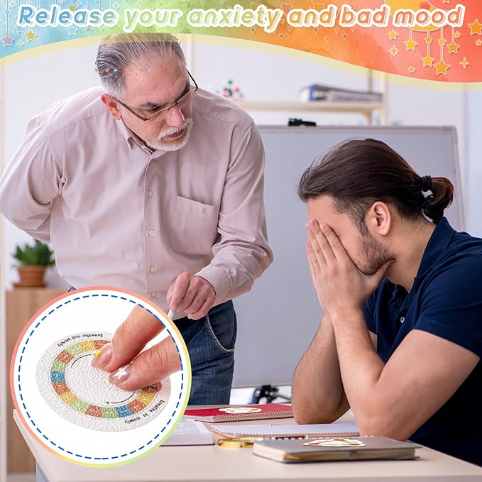 36 Pcs Anxiety Sensory Stickers Strips Adhesive Textured Mental Health Calm Stickers Mindfulness Fidget Decals Stress Anxiety Relief Items for Therapy Office Desk(Retro Breath Style)
