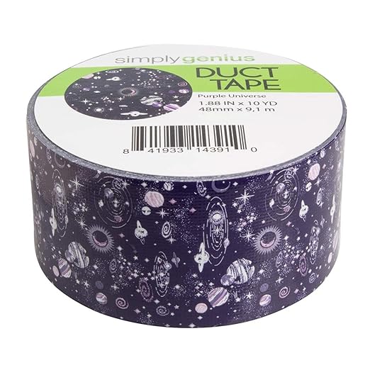 Simply Genius Duct Tape - 1.8 in x 10 Yd, Purple Universe - Colored & Decorative Patterned Duct Tape with Strong Adhesive & Checkered Design for Repair & Craft