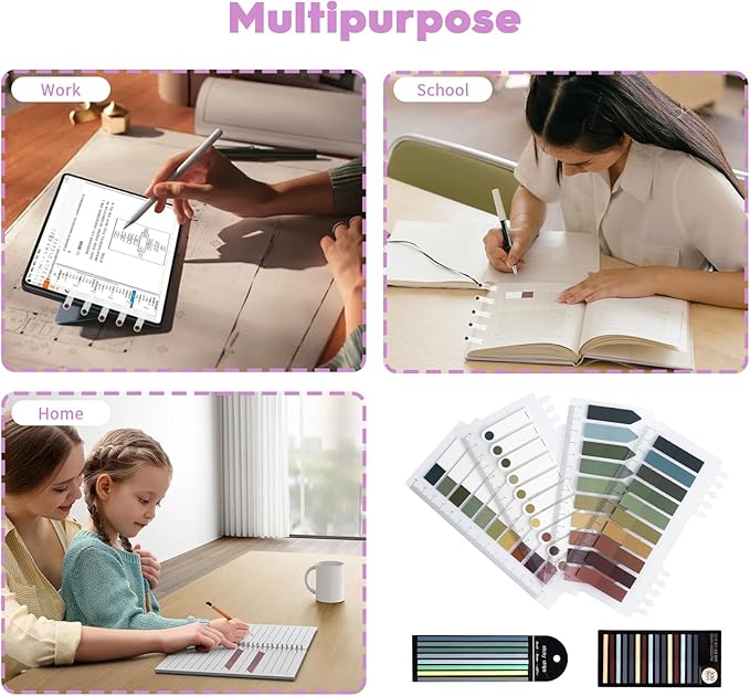 Sticky Tabs for Annotating Books,1260pcsTranslucent Self-Sticky Morandi Book Tabs for Binders,6 Styles Page Markers Writable&Repositionable Book Flags Strip for Journal Office School Stationery