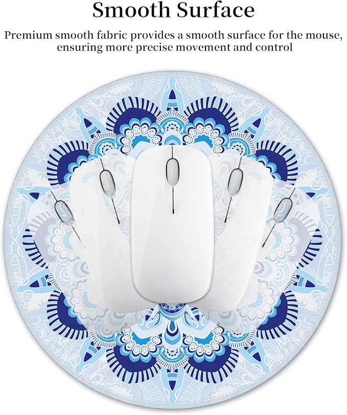 Mouse Pad for Desk, Mandala Small Cute Mousepad with Non-Slip Base, Round Mouse Pads for Wireless Mouse Laptop Gaming, Computer Mouse Mat for Home Office Travel Desk Accessories