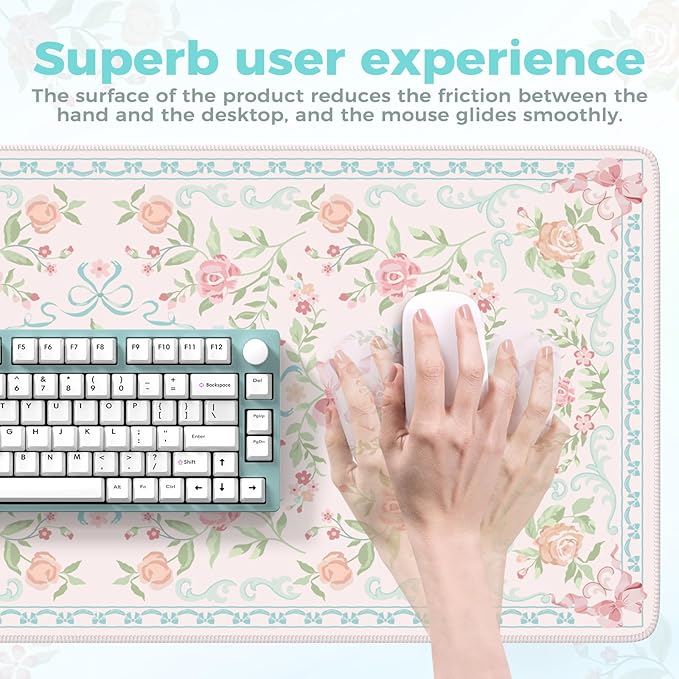 iCasso Computer Pad Blue,Aesthetic Mouse Pad for Laptop,Non-Slip Keyboard Mats for Desktop,Cute Girly Desk Mats with Stitched Edges,Extra Large Desk Cover Protector for Gaming Office Home
