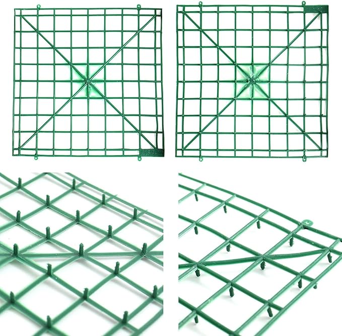Artificial Flower Grid Panels,DIY Flowers Wall Frames,Flowers Wall Arches Backdrop,Plastic Fences Frames,Flower Grids,Artificial Flowers Plant Base,16 Pieces,10x10 Inches.