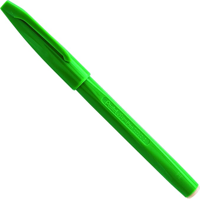 Pentel Sign Pen Fiber-Tipped Pen, Green Ink, Box of 12 (S520-D)