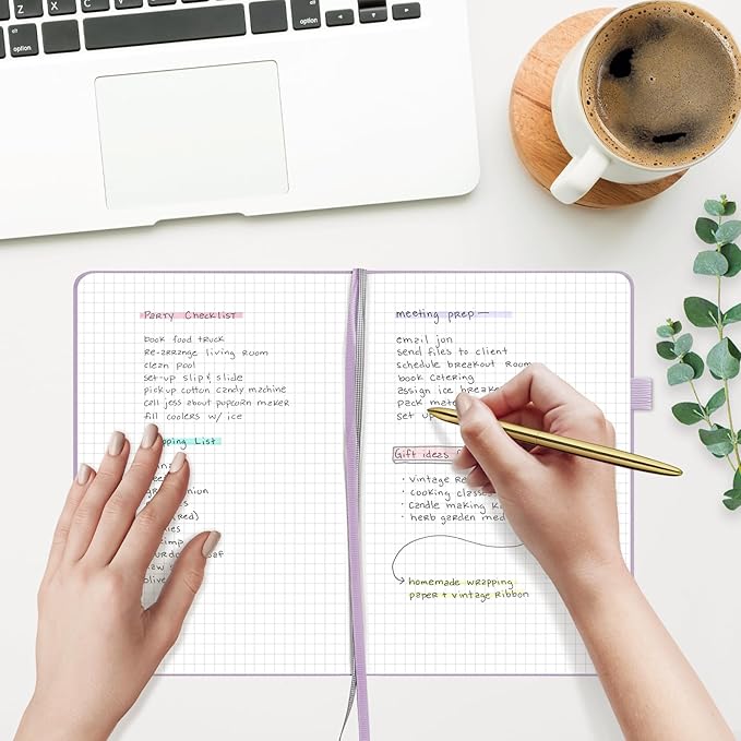 &And Per Se Graph Journal Notebook, 160 Pages, 5.7 x 8 inches Grid Hardcover Notebook Journals for Writing, Valentine's Day Gift Journal for Her, Romantic Writing Diary for Women (1 Pack, Lavender)