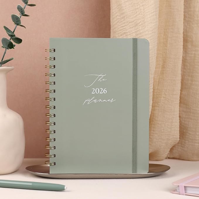 2026 Planner - Weekly and Monthly Planner, January 2026 - December 2026, Hardcover, 2026 Calendar Planner Book with Tabs, Aesthetic, Perfect for Office Home School Supplies (Sage Green, A5 (Jan 2026-Dec 2026))
