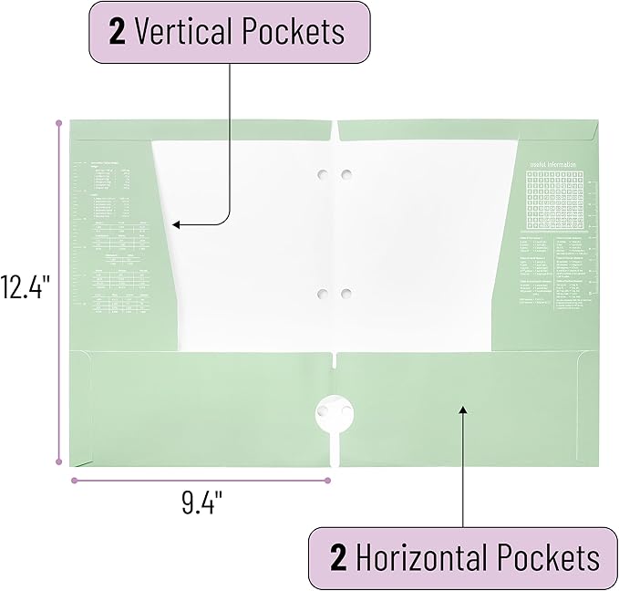 Mr. Pen- Pocket Folders, 4 Pocket, 8 Pack, Pastel Colors, Folders with Pockets 3 Hole Punched, Folder, Binder Folder