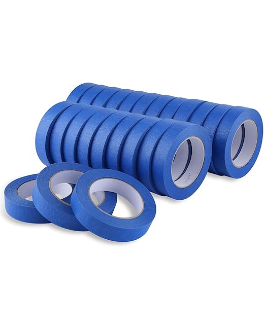 Lichamp 24-Piece Blue Painters Tape 1 inch, Blue Masking Tape Bulk Multi Pack, 1 inch x 55 Yards x 24 Rolls (1320 Total Yards)