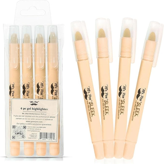 Mr. Pen- Gel Highlighters, 4 Pack, Cream, Bible Highlighters for Bibles That Do Not Bleed