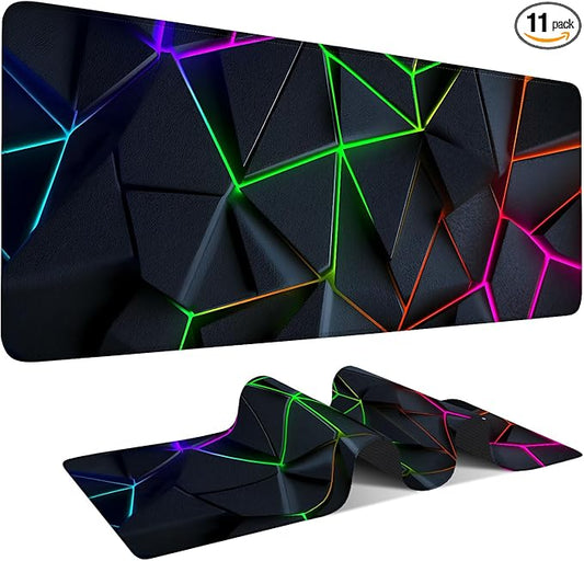 Energy Band Extended Gaming Mouse Pad 31.5x11.8inches Large Desk Mat Anti-Slip Rubber Base & Durable Stitched Edges for Gamers Smooth Mouse Writing Surface for Desk Office/Home