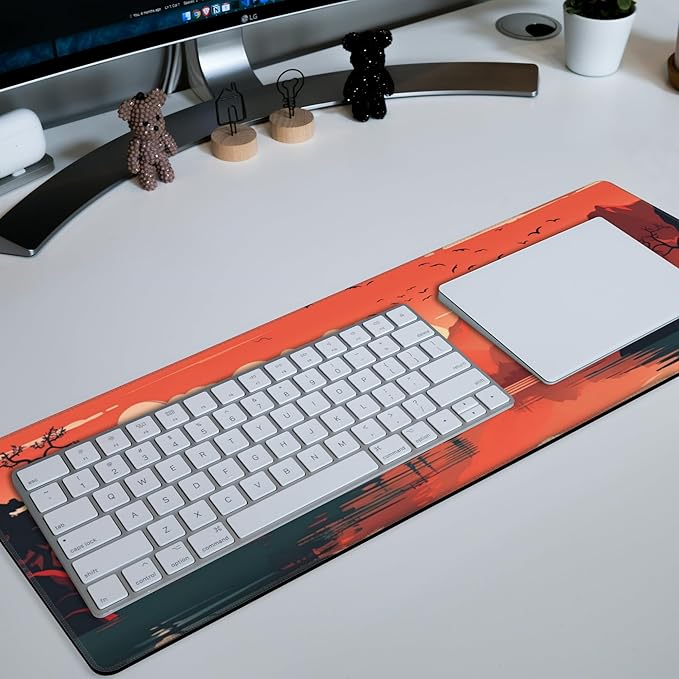 Large Gaming Mouse Pad for Desk Pavilion at Sunset Big Desk Mat Mountain Lake Extended Mousepad with Stitched Edge and Non-Slip Base Computer Keyboard Mouse Mat for Home Office Work, 11.8 x 31.5 Inch
