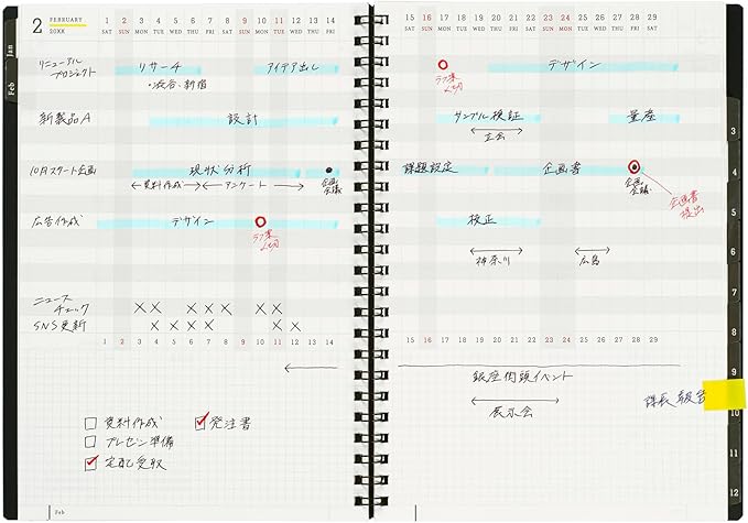 Maruman MNEMOSYNE Monthly Diary 2025, Monthly Planner with Tabs, 8.27 x 5.83 Inches (A5), 1 ea (MND283-25)