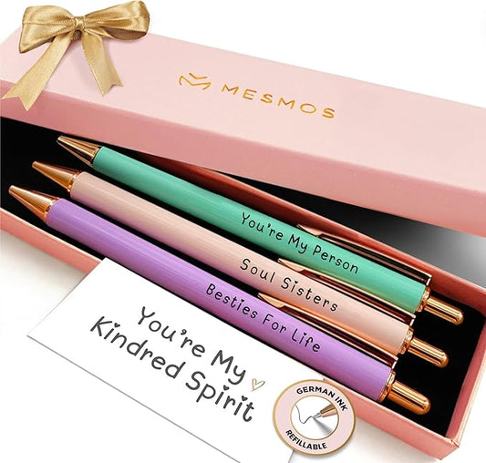 MESMOS 3pc Fancy Pen Set for Women, Best Friend Christmas Gifts for Women, Stocking Stuffers, Friendship Long Distance Gifts for Female Friends