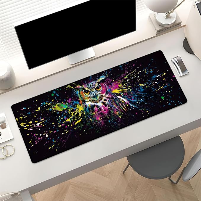 Owl Gaming Mouse Pad, Large Desk Mat for Computer, Extended Keyboard Laptop Mouse Pads, 31.5×11.8in Non Slip Rubber Mousepad for Office Decor Gifts(color4)