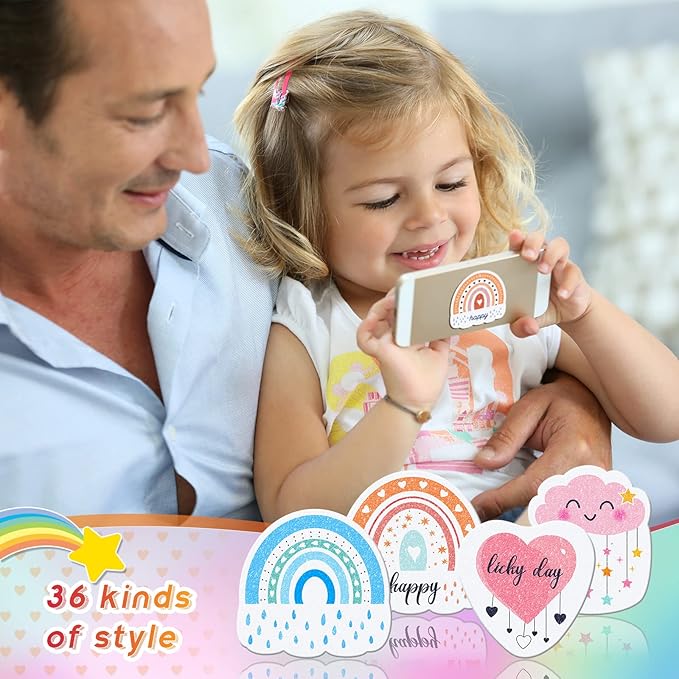 36 Pcs Anxiety Sensory Stickers Strips Adhesive Textured Mental Health Calm Stickers Mindfulness Fidget Decals Stress Anxiety Relief Items for Therapy Office Desk(Boho Style)