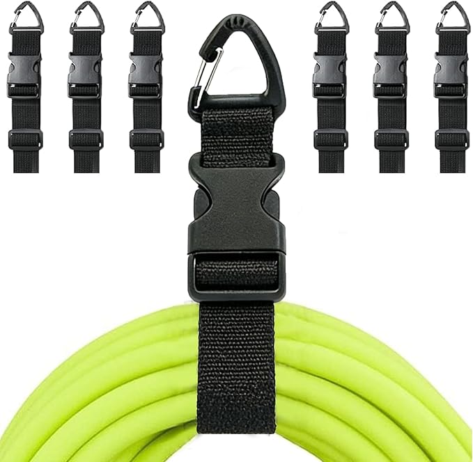 Heavy Duty Extension Cord Organizer 6 Pack Black 17" Adjustable Storage Straps with Triangle Hooks for Garage Workshop & Tool Storage Ideal for Men's Gadgets and Cable Management