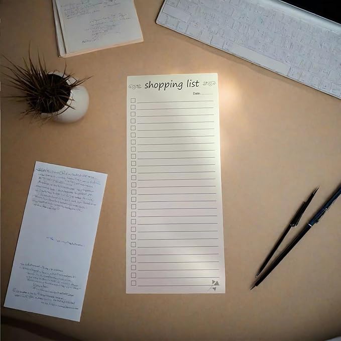 Shopping List Notepad, Grocery List Task Planner Writing Pad, 2 Pack 3.7x8.5, Store, Market, Pad for Planning, Simple Stylish To-Dos Memo Pad for Planning, Tasks, Appointments, Reminders, Home, Office - 50 Sheets per Pad (Shopping List, 3.7" x 8.5")