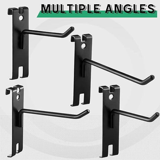 Amyhill 40 Pcs Metal Gridwall Hooks 4/6/8/10 Inch Display Hooks for Grid Wall Panel Black Grid Panel Hanging Hook for Retail Home, Workspace Organization, Garage, Trade Show, Storage Solutions