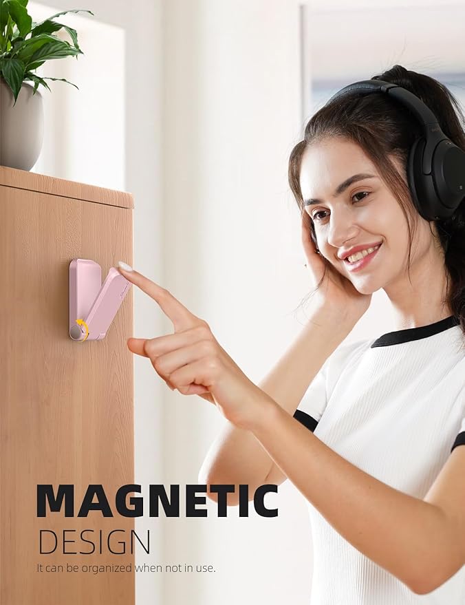 Lamicall Headphone Stand, Sticky Headset Hanger - Adhesive Headphone Holder Hook Mount, Headset Stand Holder Clip Under Desk, Earphone Clamp for Airpods Max, HyperX, Sennheiser, Pink