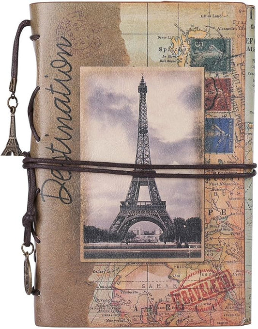 Leather Writing Journal Notebook, MALEDEN Vintage Traveler Notebook Sketchbook Classic Refillable Diary Planner for Girls and Boys with Blank Paper and Zipper Pocket