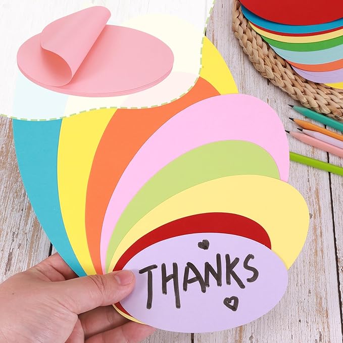 MECCANIXITY Oval Card Stock 7.1 Inch Width 11.8 Inch Length 30 Pcs 50lb/180gsm Colored Cutouts Paper Thick Cardstock Coaster for Craft Bulletin Board Decor, Pink