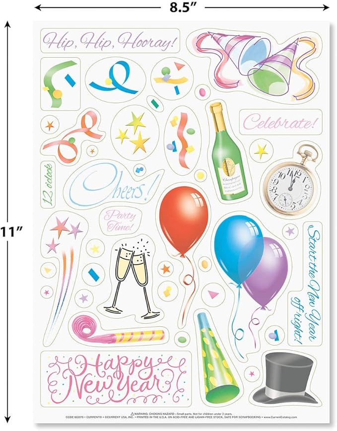 Current Year-Round Themed Sticker Variety Pack - 12 Sheets, 178 Assorted Stickers for Kids, Teachers, School, Scrapbooking, Journals, Monthly Planners, Calendars, Holiday Crafts & Greeting Cards