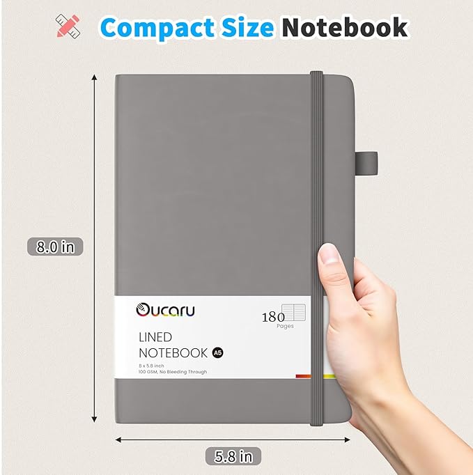 Oucaru Lined Journal Notebook, 16 Pack, 180 Pages, A5 Journals for Writing, 100 GSM Thick Paper, Small Notebooks Daily Journal for Women Men Work, Business, School, Travel Supplies