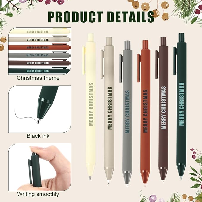 Cholemy 48 Sets Christmas Office Gifts Bulk Christmas Ballpoint Pens with Greeting Cards Classroom Stationery Holiday Gifts for Students Teachers Coworkers Friends Family School Office Supplies