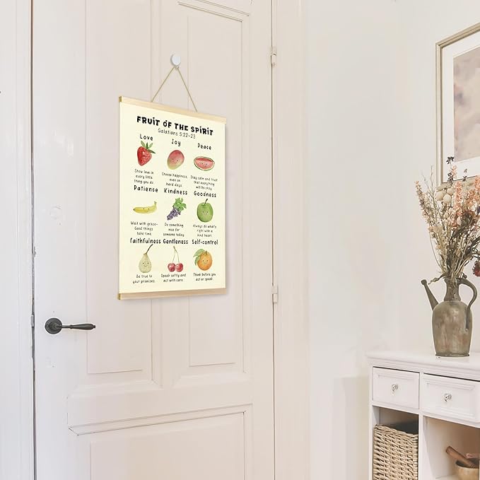 CGBHW Christian Fruit of the Spirit Poster Hanger Frame, Bible Verse Scripture Trendy Inspirational Posters Wall Art Hanging Decor for Counselling Therapy Calming Office Classroom Nursery，12x16Inch