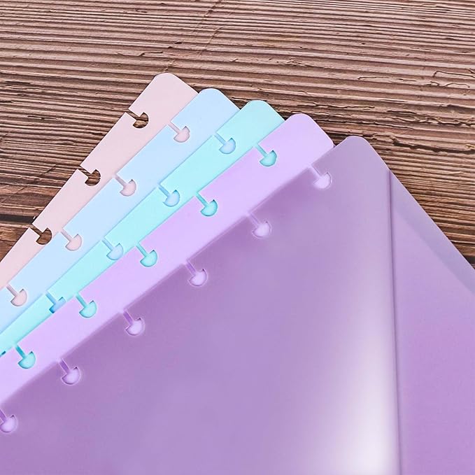 Discbound Dividers with Pockets 7x9.25 Classic Size Discbound Notebook Divider 9 Disc Bound Planner Inserts Pocket 5pcs Plastic Index Dividers for Planner Folder Office
