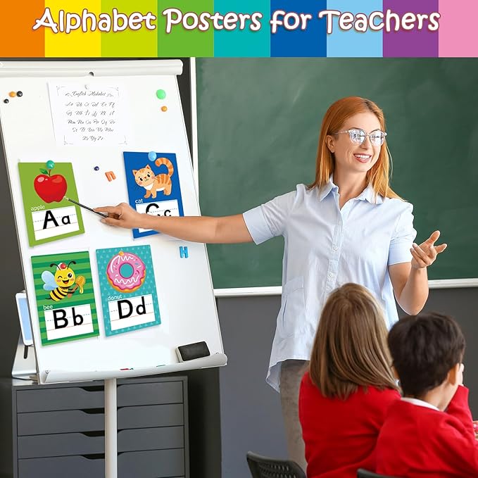 Alphabet Letters for Wall - ABC Alphabet Poster Classroom Wall Alphabet Alphabet Wall Chart Kindergarten Elementary Classroom Wall Decor Daycare Homeschool Supplies (Multi-Colored)