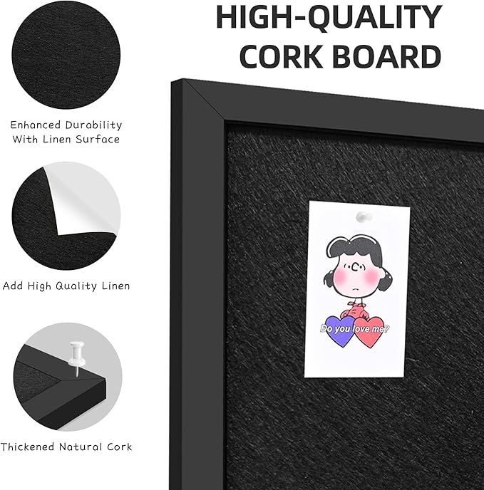 20x30 Inch Cork Board for Wall Hanging with Linen, Bulletin Board with Push Pins, Mounted Memo Message Board for Home Office Decor, Dorm Room Essentials, Classroom Organization