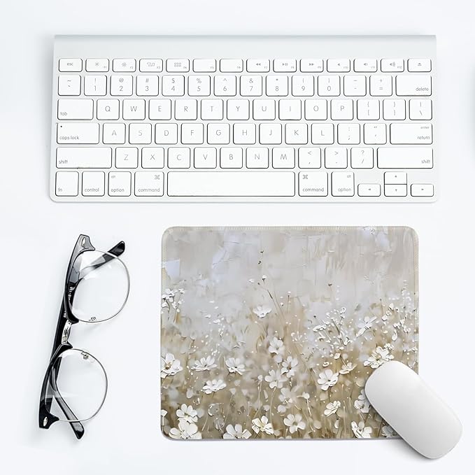 Spring Floral Mouse Pad,Pretty Wildflower Mouse Pads,Girly Desk Mat,Cottagecore Flower Desk Mat for Home Office Dorm Desktop Decor,10.2x8.3 Inch