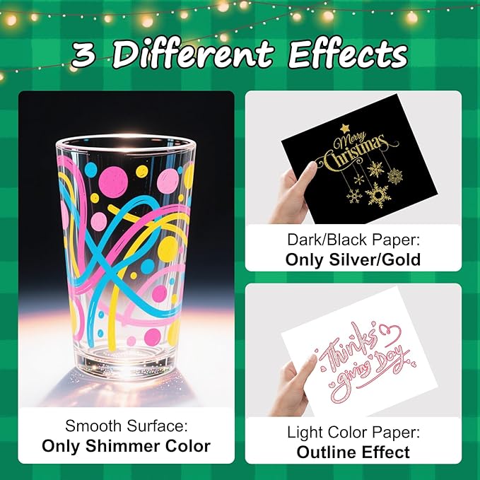 Glitter Markers Outline Pens, Tween Teen Girl Gifts Trendy Stuff, 18 Pack Gold and Silver Shimmer Metallic Marker Arts Supplies for Kids Ages 6 to 8, 9-12 Birthday Valentines Day Gifts