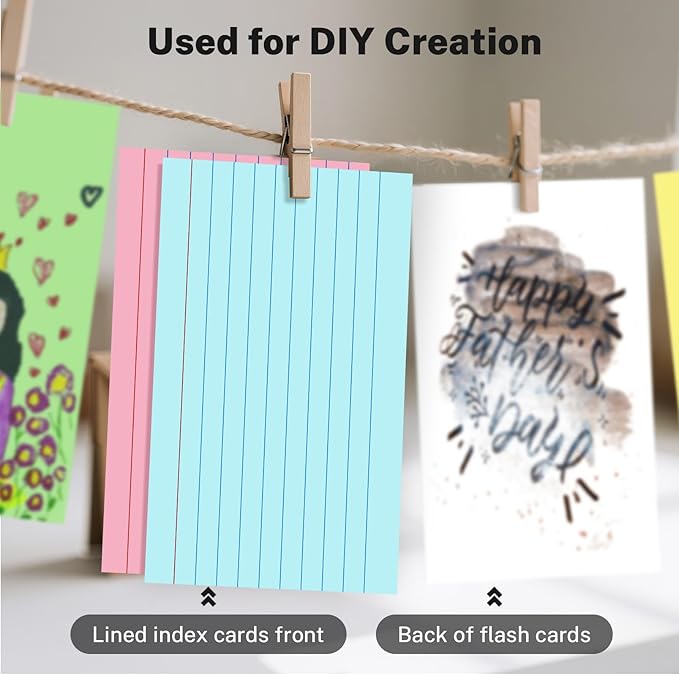 Colored Index Cards 3x5 Inch, 250 Count Ruled Flash Cards for Studying, 50 Pack Of 5, Multilcolor Notecards Lined Flash Cards Bulk, Neon Flashcards Note Cards, 3x5 Index Cards for School, Home, Office