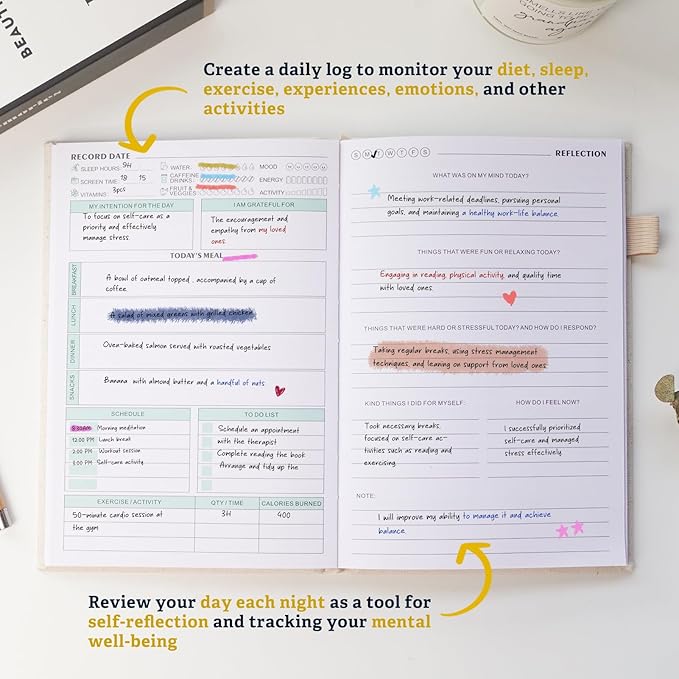 Mental Health Journal for Women and Men - Anxiety & Guided Journal with Mood & Habit Tracker - Take 5 Minuets Everyday - 91 Days Self Care Journal with Prompts, Begie