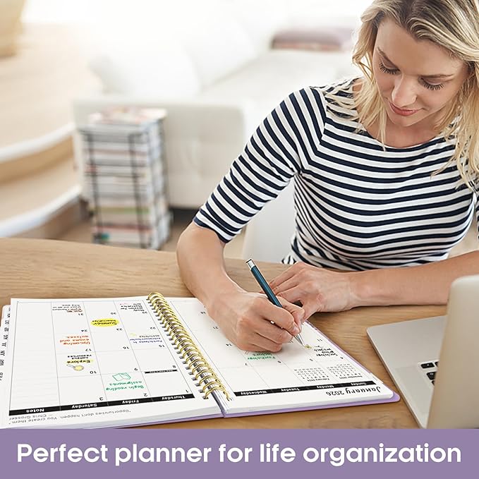 2026 Planner, Weekly and Monthly Calender Planner, Jan 2026 to Dec 2026, Hardcover 2026 Calendar Book with Tabs & Inner Pocket, Office Home School Supplies for Women & Men - A4 (8.5" x 11"), Purple