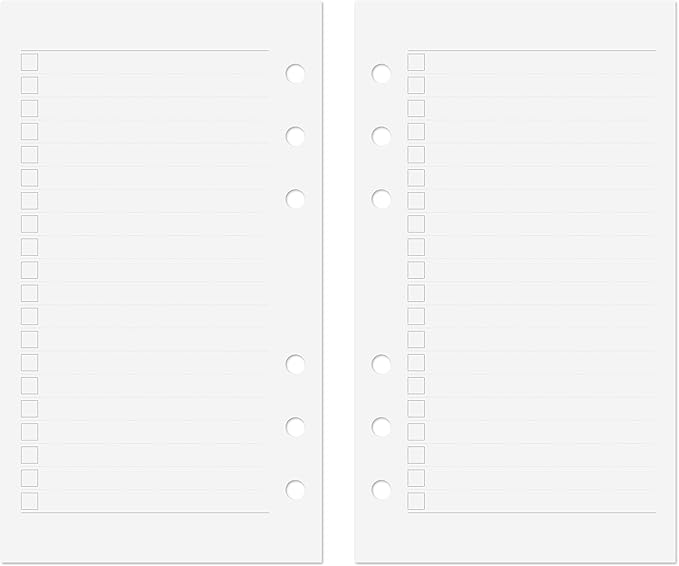 Discagenda Planner Insert Refills 6-Hole Ringbound 60 Sheets 120gsm 80lb 3.8x6.7in (List, Personal)