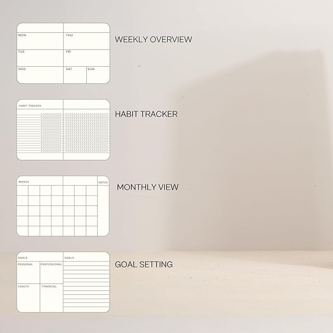 Kunitsa Co. Undated Planner - Hardcover, with Habit Tracker & Goal Setting - Weekly, Full Year (Blue)