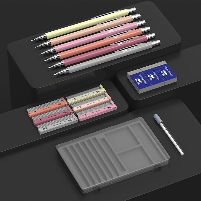 Mr. Pen- Mechanical Pencil Set with Lead and Erasers Refills, 6 Pack, Boho Theme, 0.5mm & 0.7 mm, Cute Aesthetic Pastel Led Pencils 0.7mm
