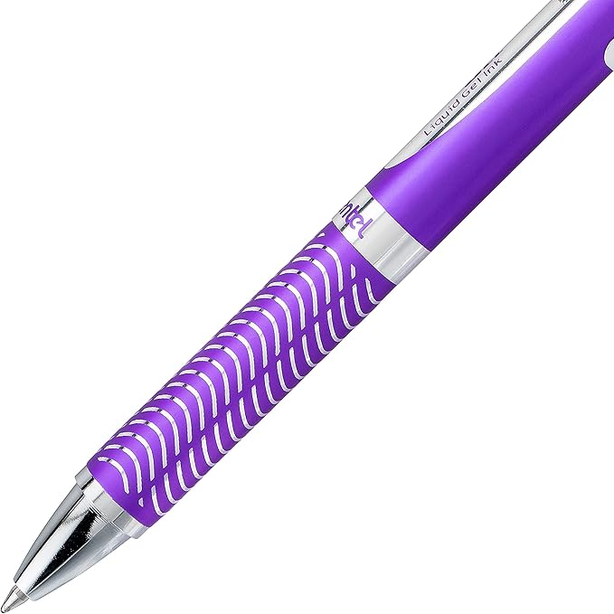 Pentel EnerGel Alloy RT Premium Liquid Gel Pen, 0.7mm Violet Barrel, Black Ink (BL407VBPA)