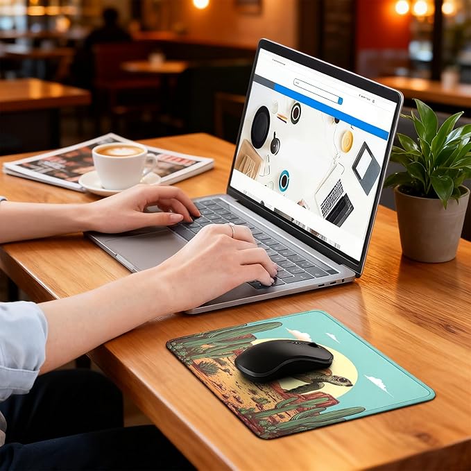 Cute Turtle Desk Pad Mat with Stitched Edges and Non-Slip Rubber Base, Premium-Textured Mouse Pad for Laptop, Computer & PC, Gaming & Working, Waterproof Mousepad